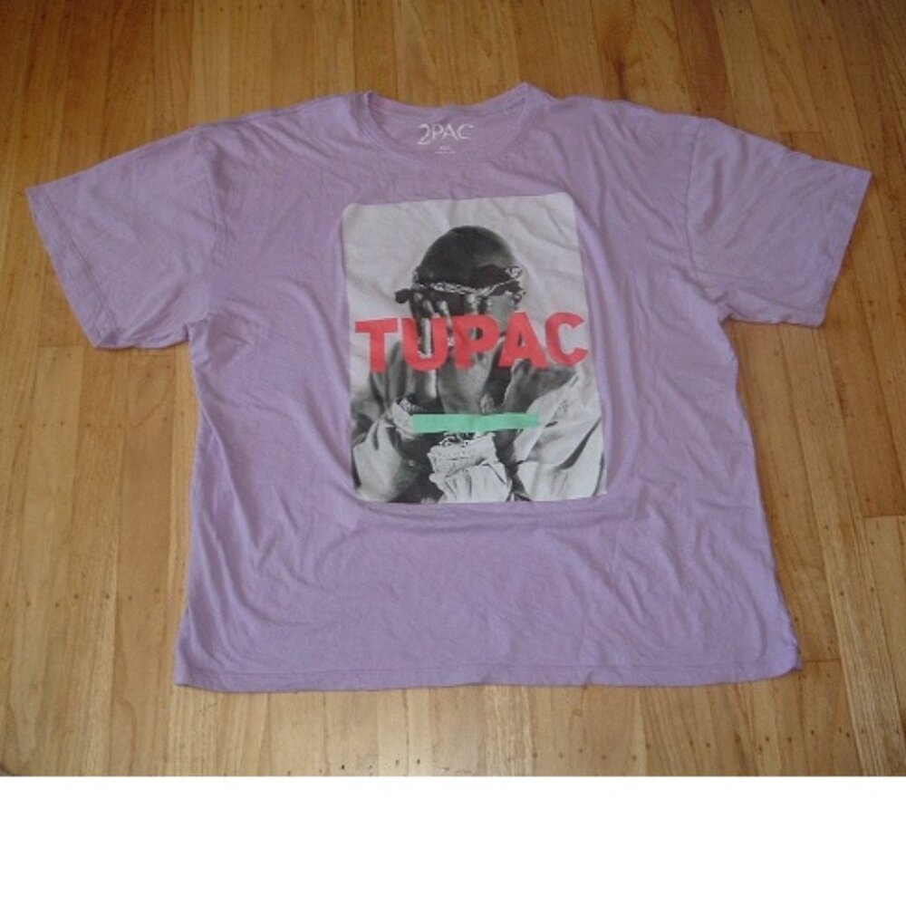 Vintage Inspired 2Pac Tupac Shakur Rap Tee Lilac Purple Graphic T-Shirt Size XXL